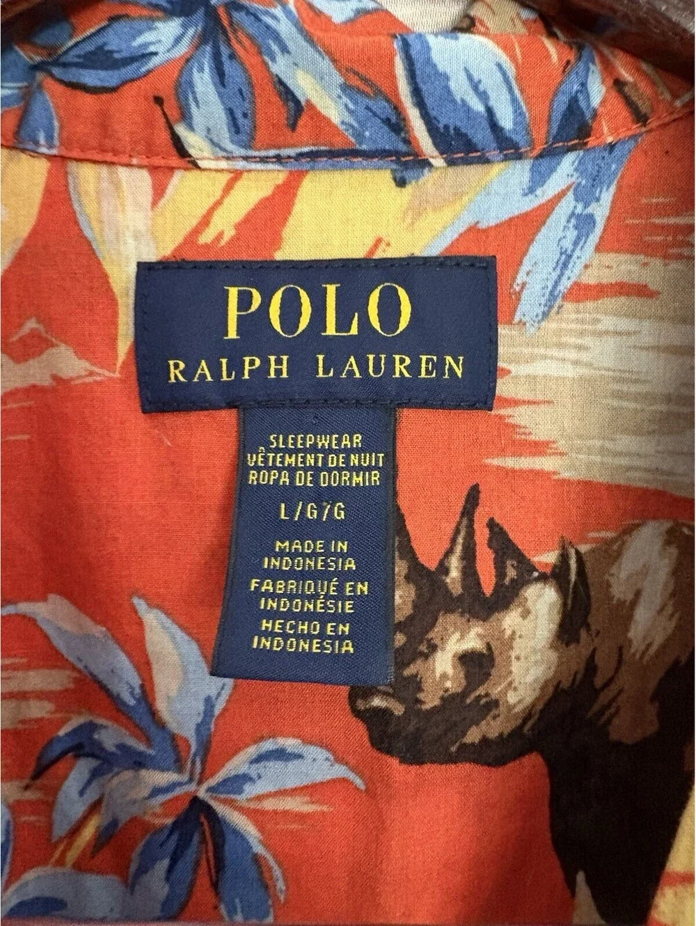 Polo Ralph Lauren Orange Floral & Rhino Graphic 2-Piece Lounge Pajama Set Large